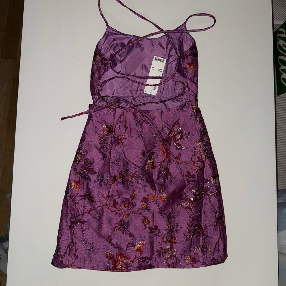 New NWT Urban Outfitts Floral Spaghetti Strap Lace up Mini Dress